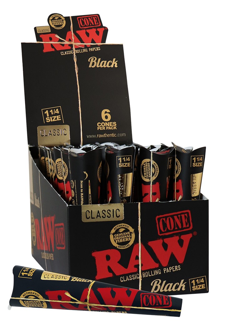Raw Black Cono 6PK 1¼