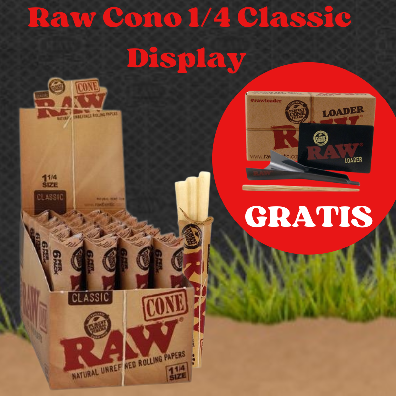 Raw Conos 1/4 Classic PK6 Display + Raw Loader 1/4&Lean