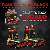  Displays (2) Raw Black King Size Slim + Tips Black Regalo